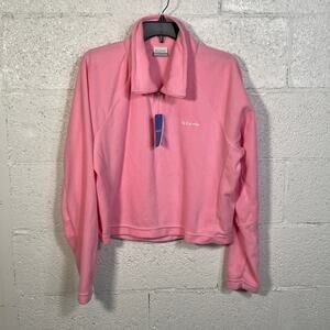 Columbia Women's Glacial Cropped II Fleece 1/2-Zip Top Pink XL